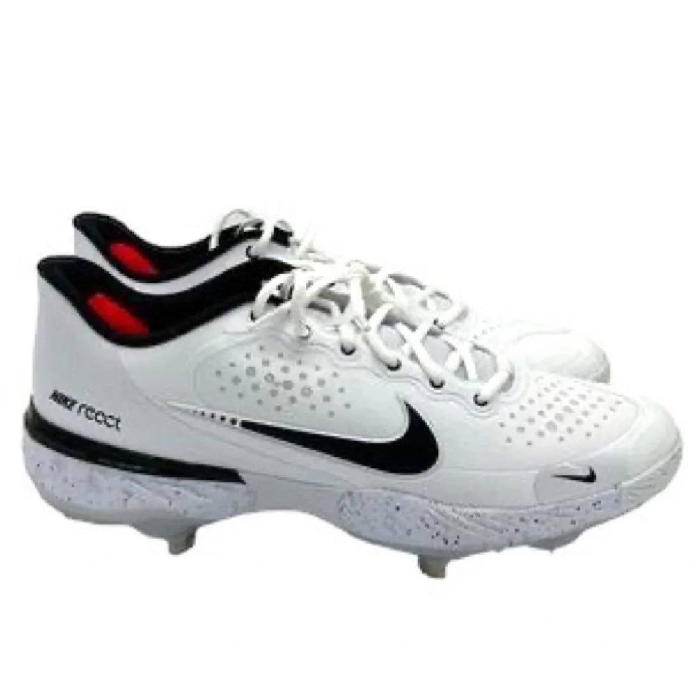 New NIKE Alpha Huarache Elite 3 White Black Metal Spikes Baseball Cleats Mens 14